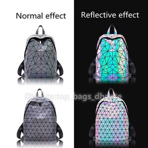 Zipper Zazk Colorful Night Glow Sac à dos pour les femmes 2024 Tote Fashion Laser Géométrie Diamond Double Men et