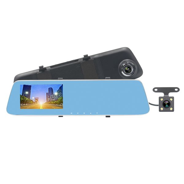 ZIQIAO JL-907T 4.3 pouces HD 1080p Starlight Vision nocturne double caméras voiture DVR rétroviseur voiture DVR