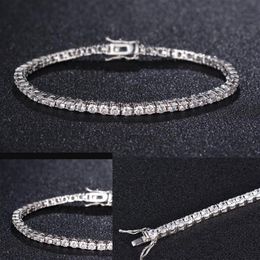 Zircon 4mm hommes bracelet de tennis solide 925 chaînes de tennis en argent sterling bracelets de marée hip-hop pour hommes 7 5 pouces bijoux en argent cadeaux175V