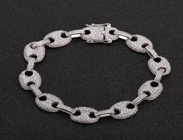 Bracelet chaîne de perles en Zircon pour hommes, matériel de Tennis en cuivre, couleur or argent, Bling CZ, Bracelets Hip hop 9729566
