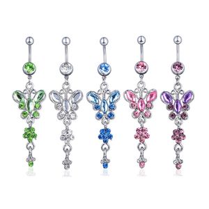 Zirkoon Butterfly Hanger Crystal Belly Button Rings Piercing Navel Nail Body Sieraden voor Dames Mode-sieraden