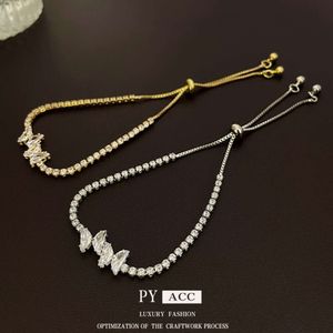 Bracelet pullable à papillon zircon de la Corée du Sud, léger, petit bracelet populaire et haut de gamme, artisanat à la mode et polyvalent pour les femmes