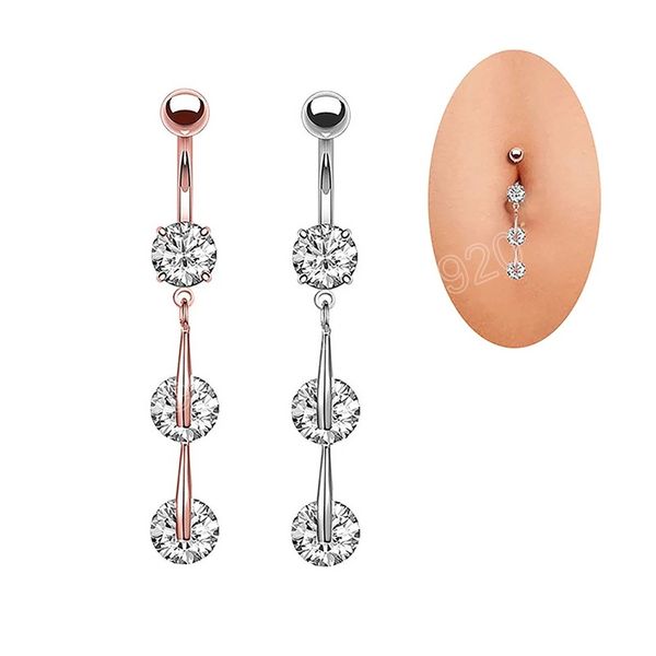 Anneaux de nombril en cristal de Zircon pour femmes, anneau de nombril en acier chirurgical, haltère en forme de cœur rond, bijoux de perçage pour le corps