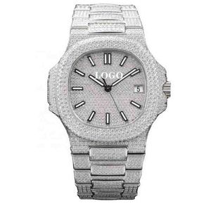 Relojes de lujo de cristal de circón para hombre Pate Philipp reloj Diver's Watch Tamaño 40 mm ETA 324 Movimiento Gypsophila Ice Out Cube Diamond
