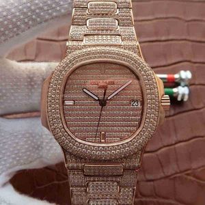 Zirkon Crystal Luxe horloges voor heren Pate Philipp Watch Nautilus Sky Star Luxe Rose Gold Mechanical