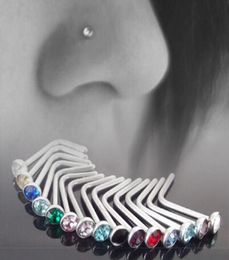 Boucle d'oreille en Zircon pour le nez, bijou en forme d'os, anodisé, couleur or Rose, anneau de nez, broche CZ, bijoux 8653927