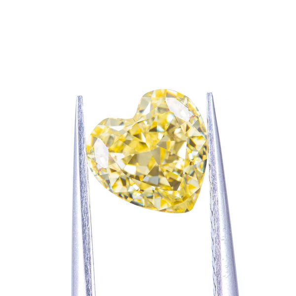 ZIRCON haute qualité fantaisie jaune vif forme de coeur diamant synthétique prix des pierres précieuses en vrac par Carat vente chaude H1015