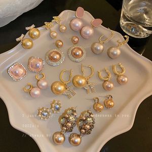 Zircon incrusté perle géométrique français de style français tempérament boucle d'oreille boucle de lumière haut de gamme haut de gamme