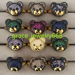 Zircon Lovely mignon en laiton or argenté ours émeraude pour femmes fille populaire bijoux de bijoux ajusté mignon multicolour