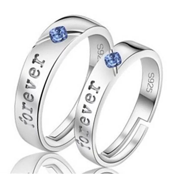 Zircon correspondant Couple anneaux ensemble pour toujours amour sans fin bague de mariage pour femmes hommes charme saint valentin bijoux bague en argent