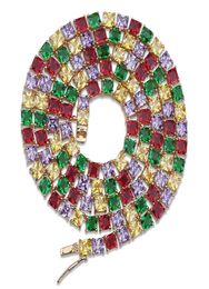 Цепочка для ожерелья с цирконом для мужчин, золотистая, серебряная, 1 ряд, 5 мм, теннисная цепочка с микро-паве, цветная цепочка с цирконом, 18 22inch2593350