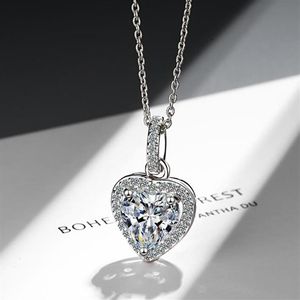 Collier en Zircon pour femmes, en forme de cœur, plein de diamants, chaîne de clavicule courte, tempérament Simple, pendentif d'amour rouge Ins WY384259e