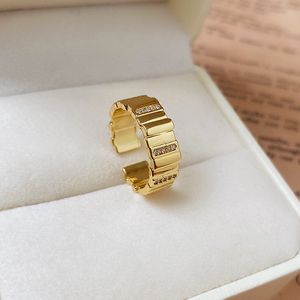 Anillo abierto empalmado de circón, anillo de dedo índice de diseñador de moda, anillos de banda de joyería de marca de oro de Metal