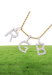 Zircon Tennis Letters Colliers Pendant Nom personnalisé Charme pour Menwomen Gold Silver Fashiom Hop Hop Bijoux avec chaîne de corde1430184