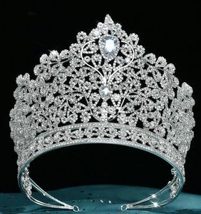 Diadèmes et couronnes en zircone, bandeau en strass pour mariée, grand casque, accessoires de mariage, bijoux de cheveux de mariée 240110