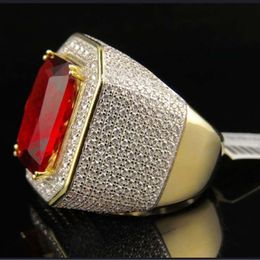 Anillo rojo Zirun, anillo de joyería noble de hip hop para hombres