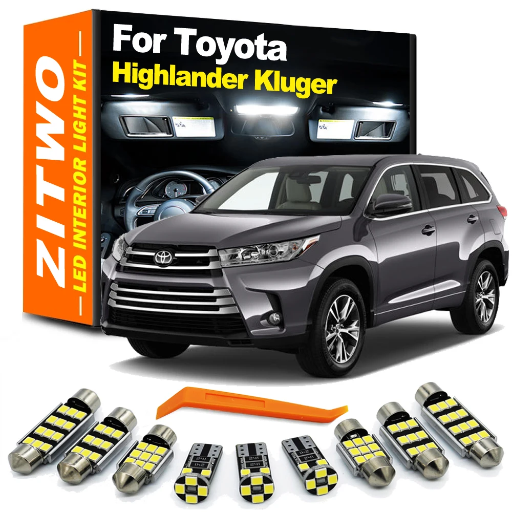 Zitwo LED Interior Dome Reading Plate Plate d'ampoule Kit d'ampoule pour Toyota Highlander Kluger 2001-2015 2016 2017 2018 2020 ACCESSOIRES