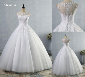 ZJ9036 2021 Tulle dentelle blanc ivoire formel O cou robe de mariée robes de mariage robe de bal grande taille 228W1931744