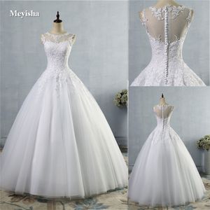 ZJ9036 2021 TULLE Lace White Ivory Formal O Nerk Robes Bridal Robes de mariage Robe de promotion plus taille 2-28W 282P