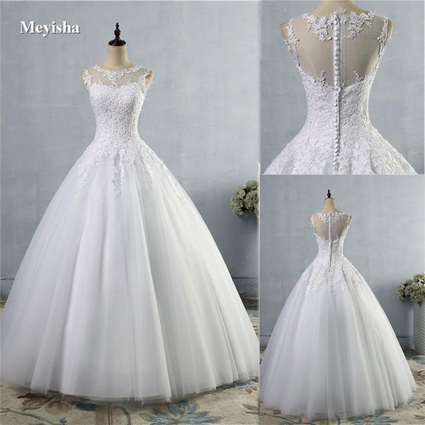 ZJ9036 2021 Tulle dentelle blanc ivoire formelle O cou robe de mariée robes de mariage robe de bal grande taille 2-28W226r