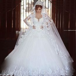 ZJ9074 robe de mariée princesse 2021 Vintage à manches longues en dentelle col bateau une ligne robes de mariée robes de bal de mariée grande taille 269d