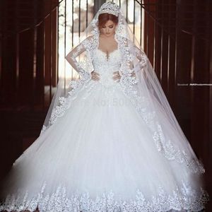 Robe de mariée princesse Vintage en dentelle, manches longues, col bateau, ligne A, robes de bal de mariée, grande taille 213o, ZJ9074, 2021