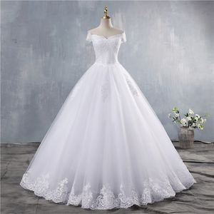 ZJ9143 vestido de novia con hombros descubiertos boho 2021 manga casquillo vestidos de novia de talla grande