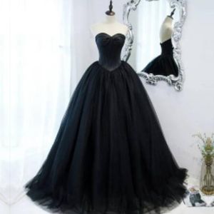 ZJ9323 Black Elegant Sweetheart Wedding Party Jurken Strapless Tiered Gedrapeerde Gewaad 2023 Nieuwe Baljurk Formele Jurk Vrouwen