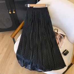 Zjyt Diamonds Faldas largas para mujeres Fashion de verano Corea Corea Cintura Negra Falda de fiesta negra Aline Faldas Rosa blanco 240416