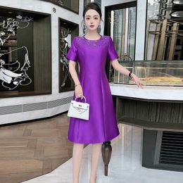 ZJYT elegante lujo rebordear ocasión formal vestidos de fiesta para mujeres 2024 diseñador primavera verano vestido de manga corta rojo púrpura 240306