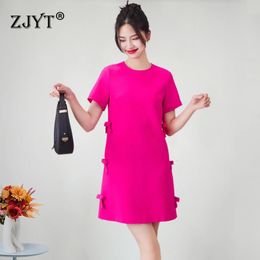 Zjyt Rison Robes d'été de mode pour femmes à manches courtes Bowknot Sweet Simple Casual Robe Loose Waist Party Vestidos 240329