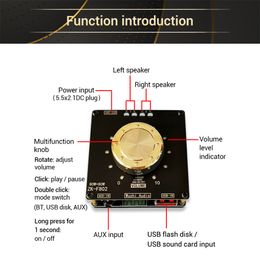ZK-F302 F502E F502H F802 Bluetooth 5.1 Module audio Module de carte d'amplificateur d'alimentation TPA3118 Module de carte d'amplificateur d'alimentation stéréo