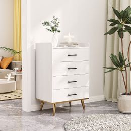 Armoire ZK20 à 4 tirages, armoire de rangement de tiroir en tissu en face, blanc