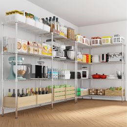 Zk20 58''W estantes de almacenamiento ajustable de 1200 lbs de estantería de 4 niveles de metal para estanterías de estantes de la rejilla de almacenamiento para almacenamiento estanterías de estantería de garaje pesado cocina cocina