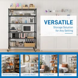 ZK20 6-Tier disassembly and free assembly NSF-Certified Steel Wire Shelving with Wheels shelf