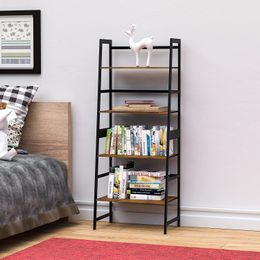 ZK20 Bookshelf, Ladder Shelf, 4 Tier Tall Bookcase, Modern Open Book Case for Bedroom, Living Room, Office
