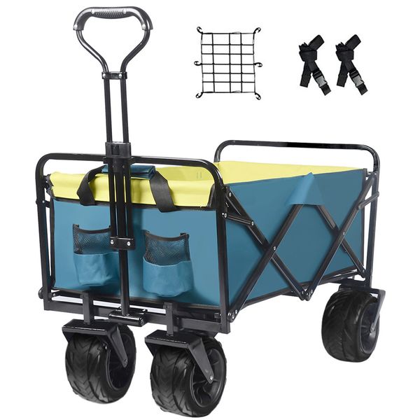 Cartero de carretas de playa de servicio pesado Zk20 Plegable Cartero de playa de jardín para acampar de campings con ruedas universales de compras ajustables