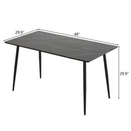 ZK20 Desmonga la mesa rectangular con ARC MDF Surface de mármol PVC Black 122*76*76cm N101
