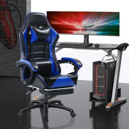 Silla de juego ergonómica Zk20 con reposapiés, sillas de videojuegos de cuero PU para adultos, silla de oficina de silla de juego reclinable con soporte lumbar, computadora cómoda