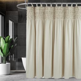 ZK20 Farmhouse Ruffle Shower Curtain Girly Fabric Bathroom Curtain 72''x72''
