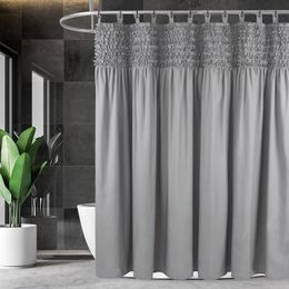 ZK20 Farmhouse Ruffle Shower Curtain Girly Fabric Bathroom Curtain 72''x72'' Black