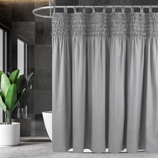 Rideau de douche à volants de ferme ZK20 rideau de salle de bain tissu girly 72''x72 '' noir