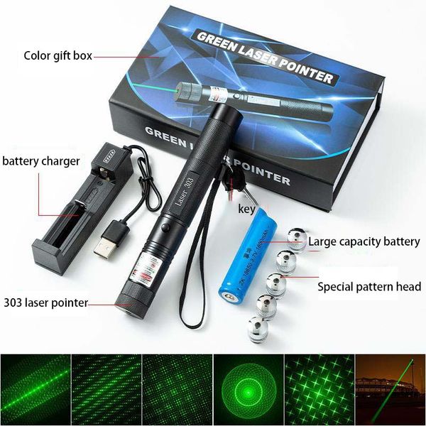 ZK20 Hunting Green Laser Pointer Sight 303 Pointers Alto potente Focus ajustable Dot Red Dot Lazer Proyección de bolígrafo sin batería