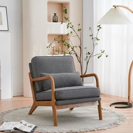 ZK20 OAK accoudoir en chêne en chaise de salon simple et chaise salon intérieure gris foncé