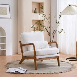 ZK20 eiken armleuning eik gestoffeerd teddy fluweel fluweel single lounge stoel indoor lounge stoel wit