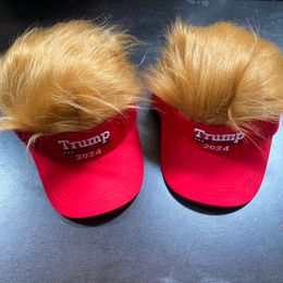 ZK20 Party Chaps Trump 2024 Chapeaux avec Hair Baseball Caps Supporter Rally Parade Cotton Home Garden Festive Festion Supplies