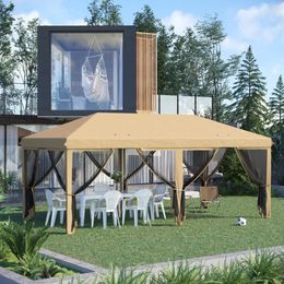 ZK20 Pop Up Canopy Party Tent with Netting 10' x 20' Beige