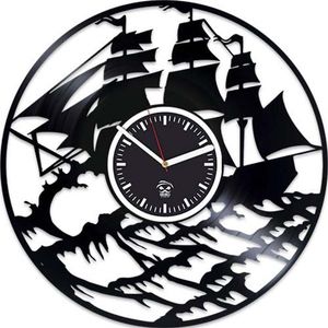 ZK20 Ship l Clock, El mejor regalo para niño, Reloj con disco de vinilo del océano, Reloj de barco, Reloj de pared moderno, Día de San Valentín para hombres, Regalo de cumpleaños para niños, Regalo del mar