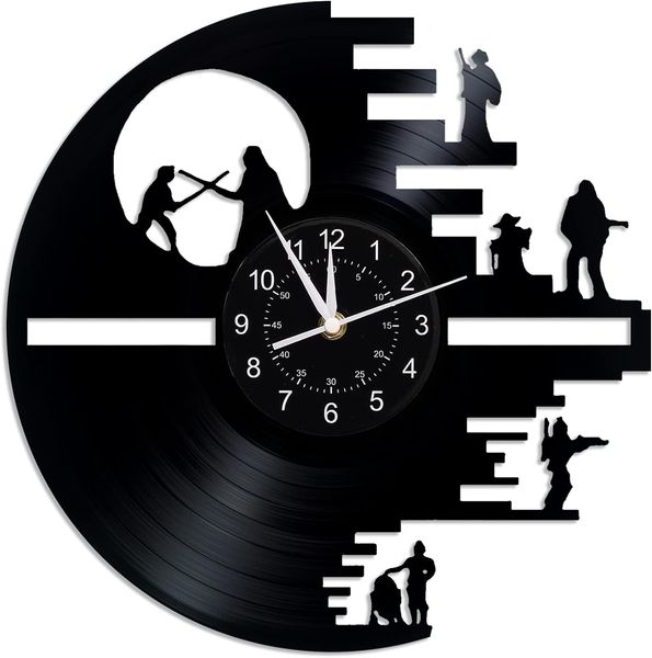 ZK20 SWars Falcon Horloge murale Wars Cadeaux pour hommes et femmes, 30,5 cm, thème film de science-fiction, décoration esthétique pour disque vinyle, cadeaux pour anniversaire, Halloween, Noël