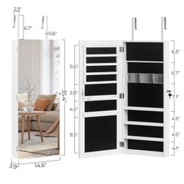 ZK20 toda la superficie PVC PVC Puerta colgante de pared con gabinete de gabinete de joyería de bloqueo gabinete de espejo